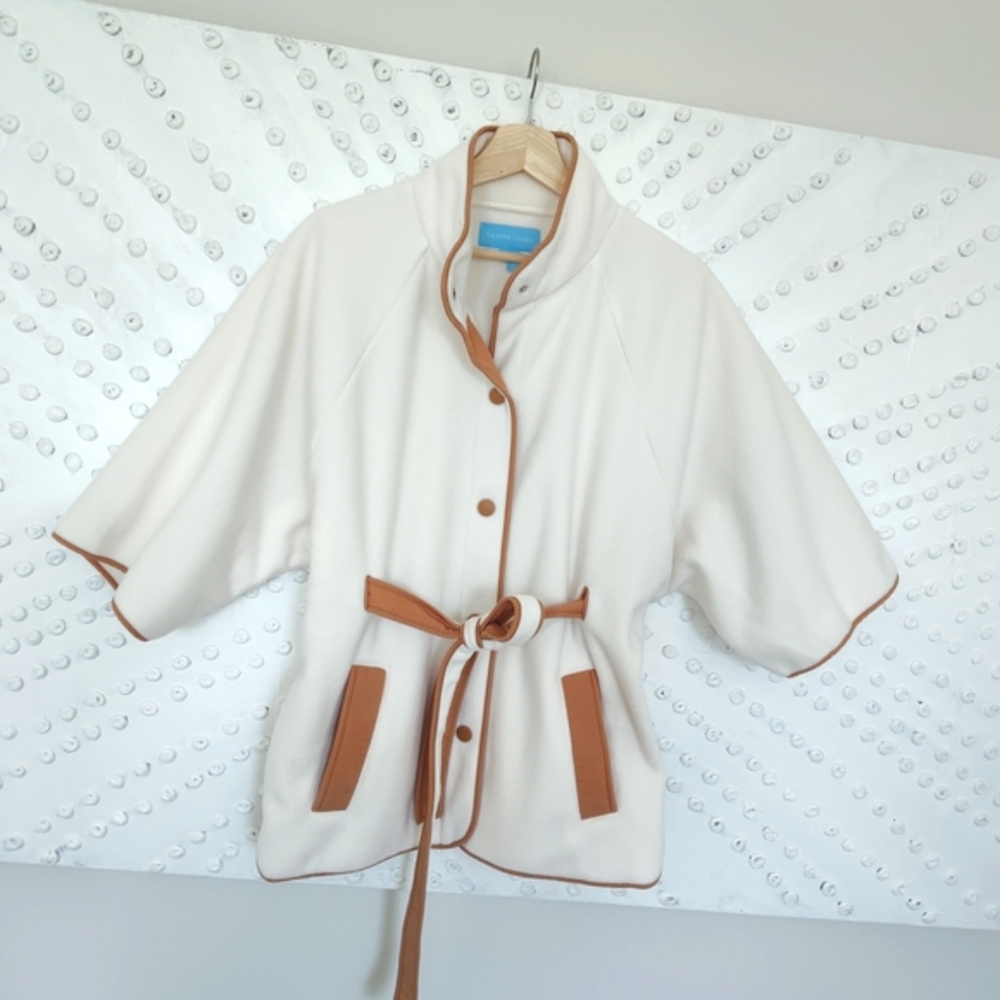 Draper James Ivory Cape with Brown Accents